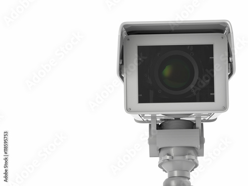 white cctv camera or security camera isolated on white