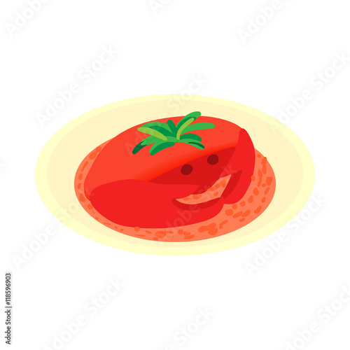 Crab soup icon in cartoon style isolated on white background. Food symbol