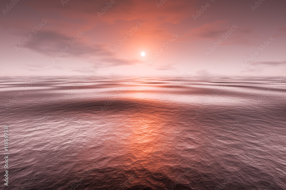 Fototapeta premium a red sunset over the sea