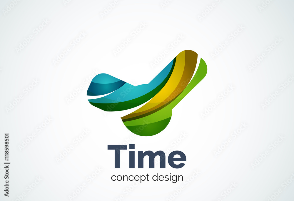 Fototapeta premium Clock logo template, time management business concept