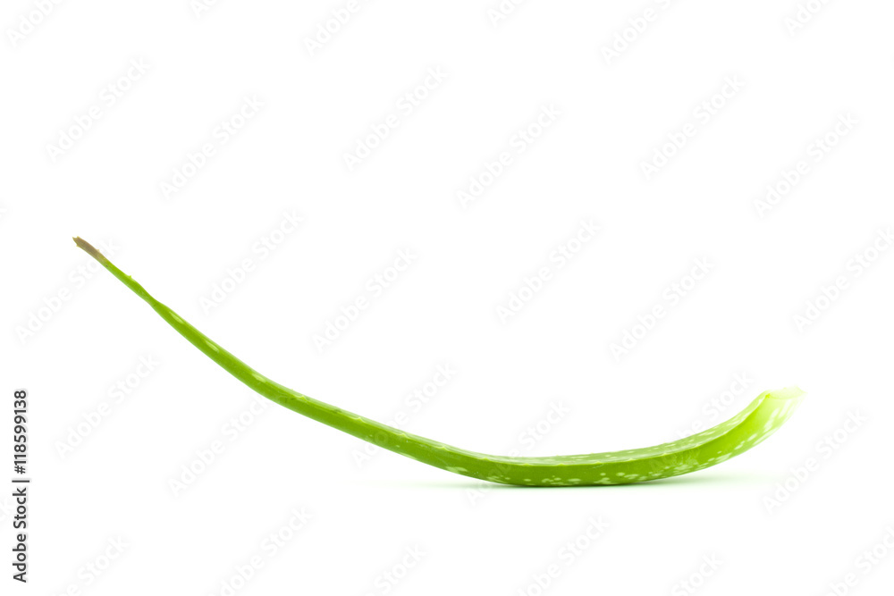 Freshly sliced Aloe Vera showing green skin and juicy texture, o Freshly sliced Aloe Vera showing green skin and juicy texture, o