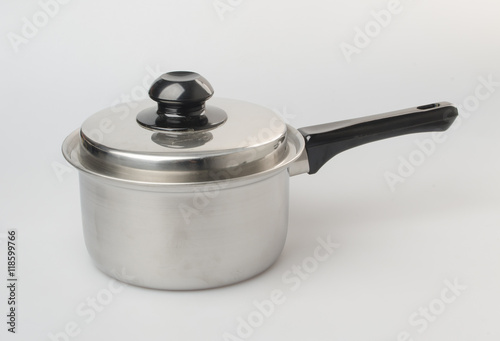 pot or stainless steel pot on a background.