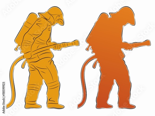 silhouette of a fireman, vector draw