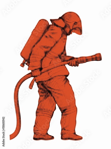 silhouette of a fireman, vector draw