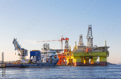 Oil platform under maintenance near Bergen, Norway