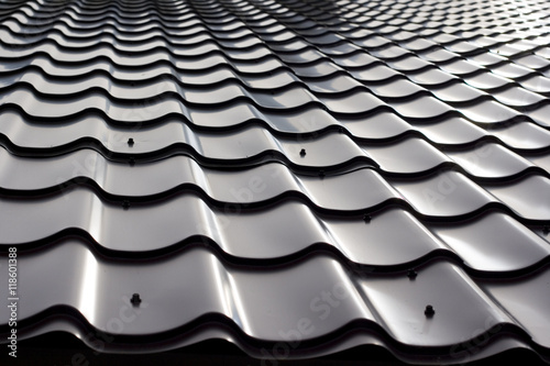 A close view of steel roof tiles for background