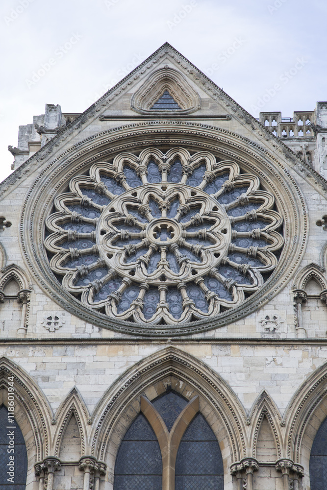 Rose Window Facade of York Minster Cathedral Church