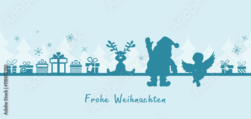Weihnachten Engel, Weihnachtsmann und Elch