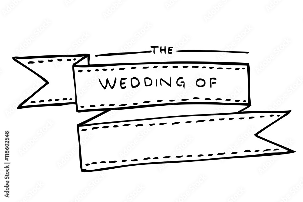 Obraz premium hand draw sketch of classic Wedding ceremony Ribbon