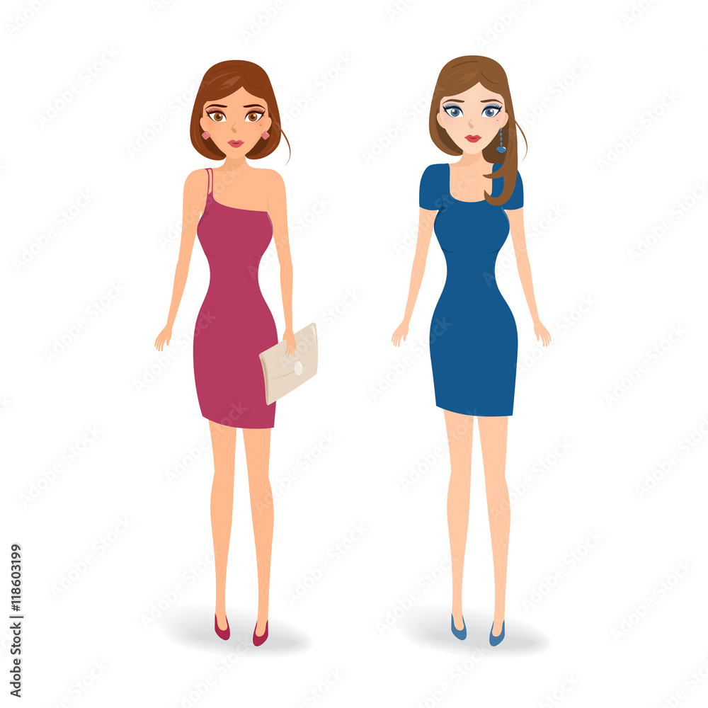 Young attractive women in fashion casual clothes.