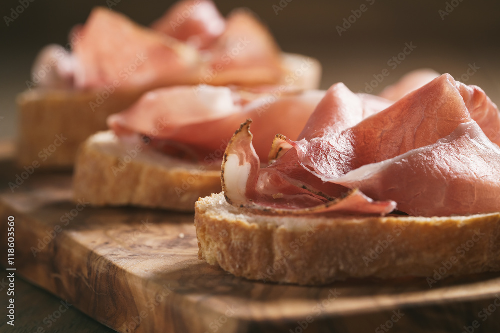 simple ciabatta slices with speck ham simple ciabatta slices with speck ham