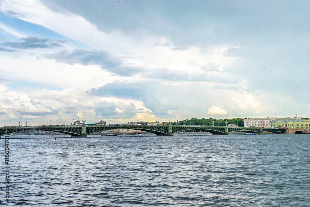 View of Trinity bridge in St. Petersburg