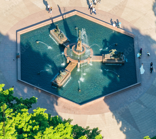 Photography Archibald Fountain in Sydney. Beautiful aerial view