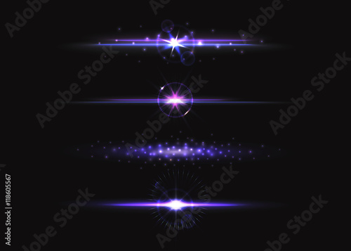 VECTOR eps 10. Glowing collection. Shining lines with sparks on dark background. Starlight light effects with star dust, golden sparks.