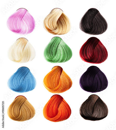 Hair Palette of different colors. Tints set. Isolated on a white background