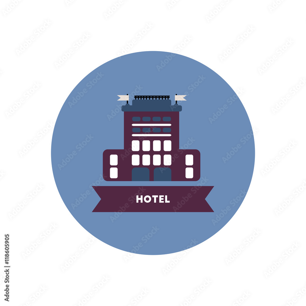 stylish icon in color circle building hotel stylish icon in color circle building hotel
