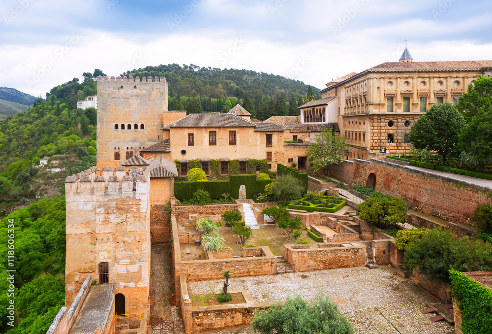 General  view to  Nazaries palaces at Alhambra