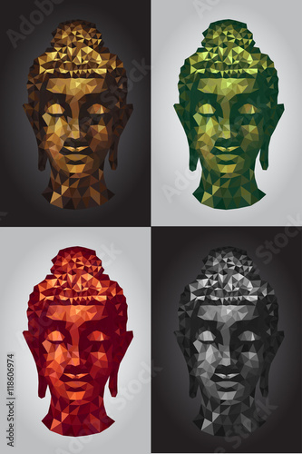 abstract tradition head buddha polygon set