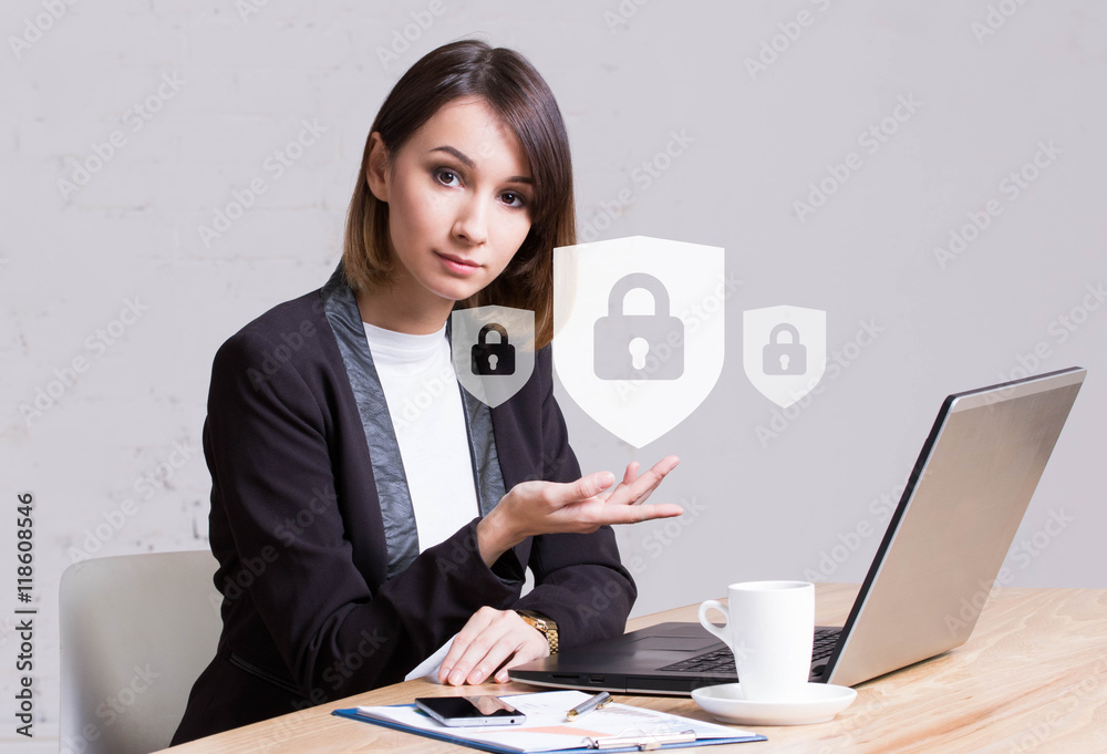 Button locked shield virus security business online Button locked shield virus security business online