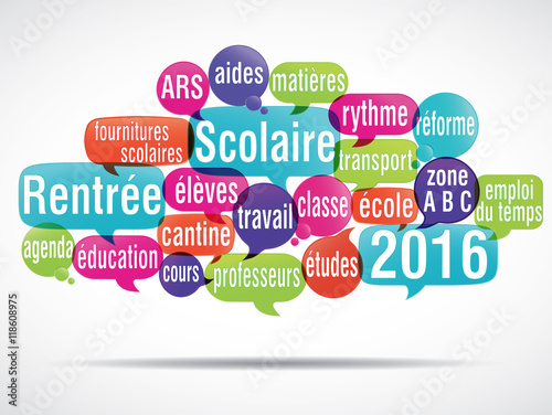 nuage de mots bulles : rentrée scolaire 2016
