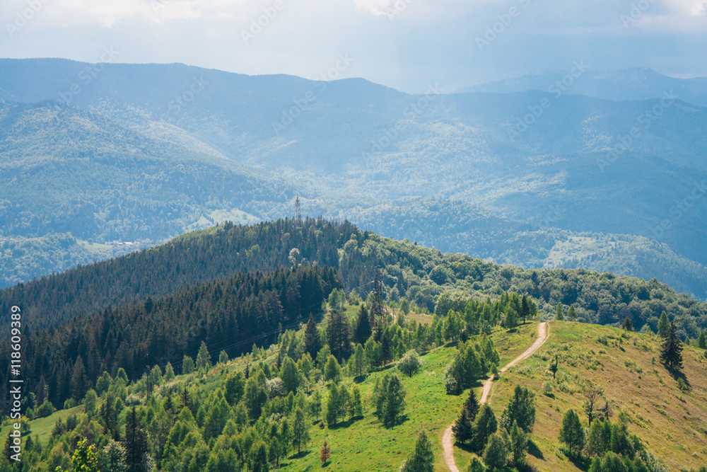 Bird's eye view of Carpathian mountains