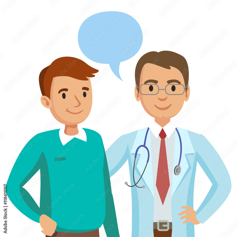 Doctor and patient. Man talking to physician. Vector Doctor and patient. Man talking to physician. Vector