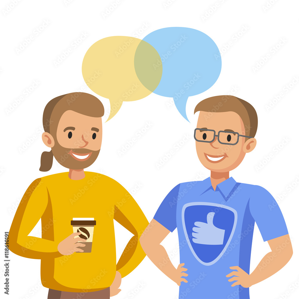 Two man talking. Talk of friends or colleagues. Vector Two man talking. Talk of friends or colleagues. Vector