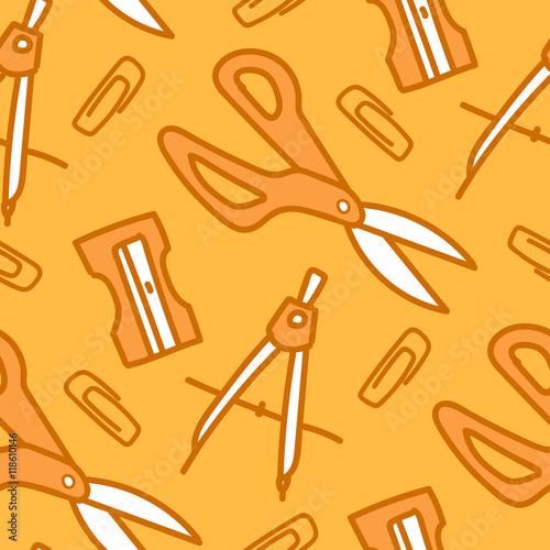silhouette Scissors seamless pattern. Orange school illustrations