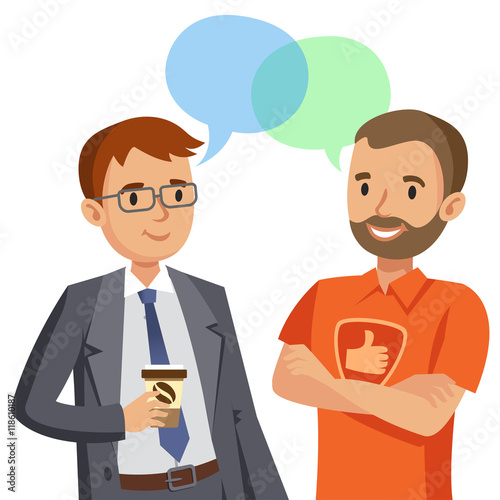 Two man talking. Meeting of friends or colleagues. Vector