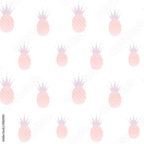 pink blue pastel watercolor pineapple seamless pattern background illustration
