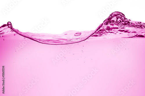pink and rippled wave of liquid on white background