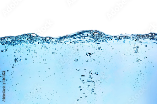 water wave with air bubbles on white background