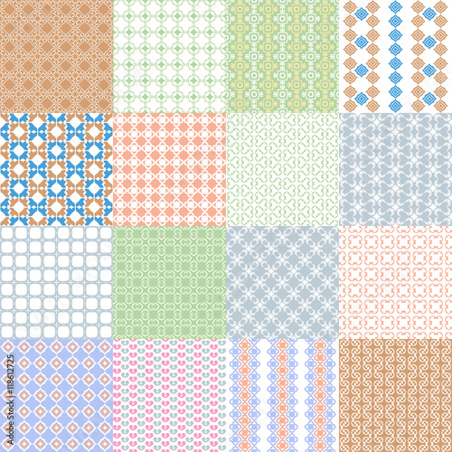 Big set of retro seamless pattern. Vector collection.
