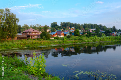 Quiet provincial town of Ples in summer twilight, Russia