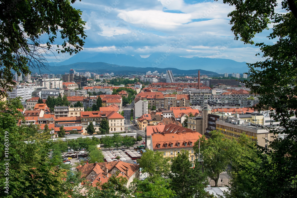 View on City of Ljubljana, capital of Slovenia