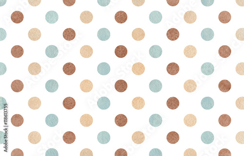 Watercolor brown, beige and blue polka dot background.