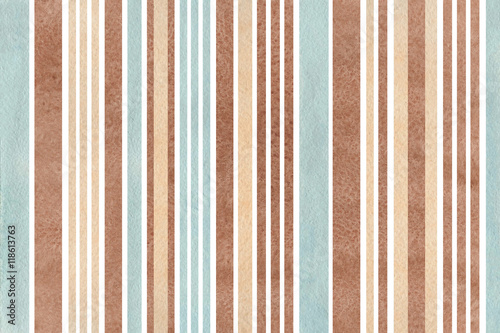 Watercolor brown, beige and blue striped background.