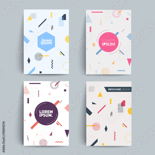 Chaotic geometry backgrounds set. Applicable for covers, placards, posters, flyers and banner designs.