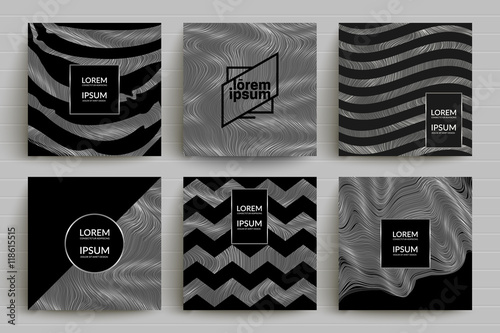 Black and silver backgrounds set. Eps10 vector templates for banner,flyer,menu,poster,cover etc.