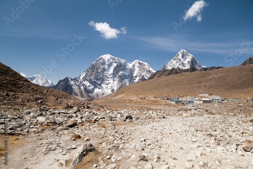 Lobuche village and mt. Lobuche, Sagarmatha National Park, Solu Khumbu, Nepal photo