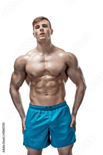 Image of muscle man posing in studio © nazarovsergey