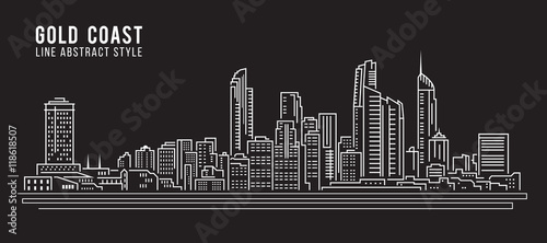 Cityscape Building Line art Vector Illustration design - Gold coast city