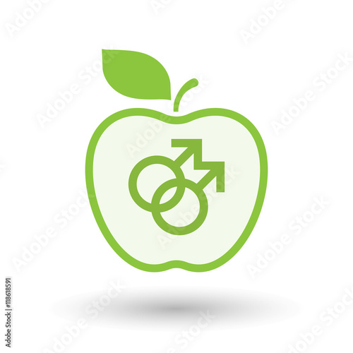Isolated  line art apple icon with a gay sign