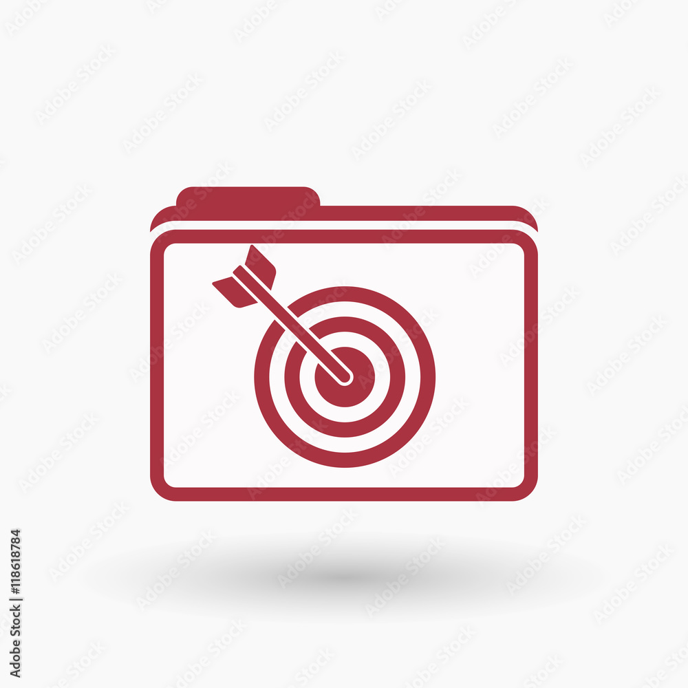 Isolated line art folder icon with a dart board Isolated line art folder icon with a dart board