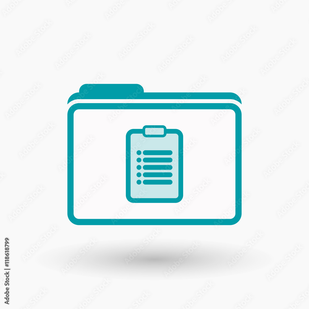 Isolated line art folder icon with a report Isolated line art folder icon with a report
