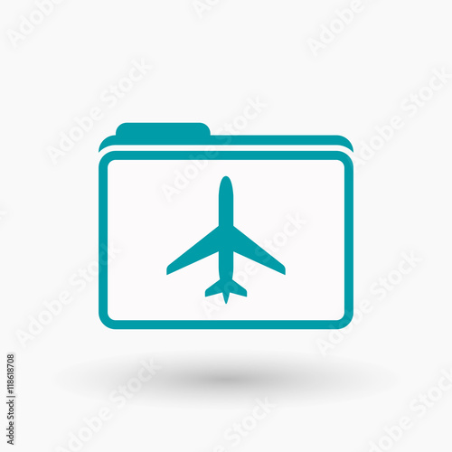Isolated  line art  folder icon with a plane