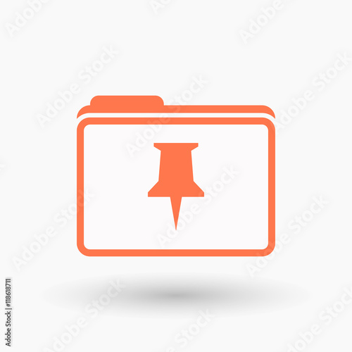 Isolated  line art  folder icon with a push pin