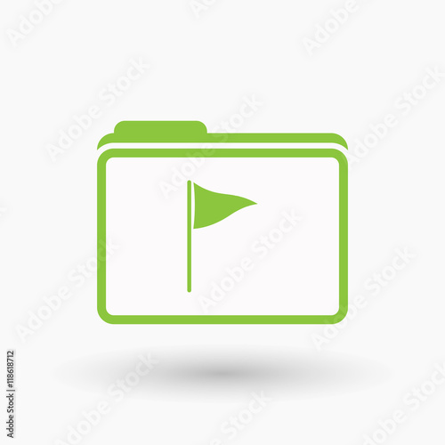 Isolated  line art  folder icon with a golf flag