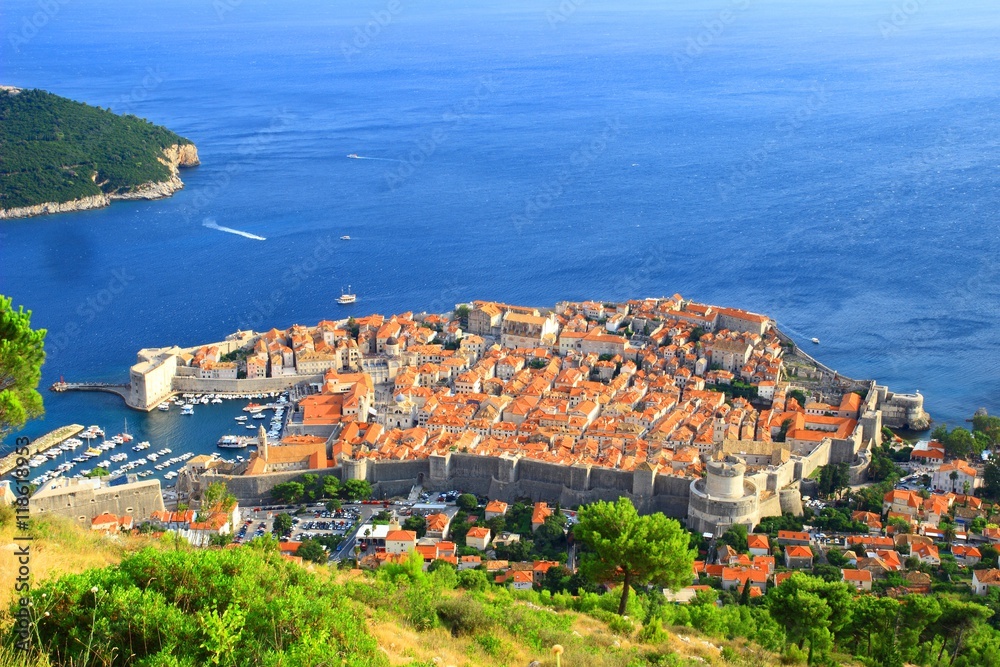 Dubrovnik old town, view from Srdj hill