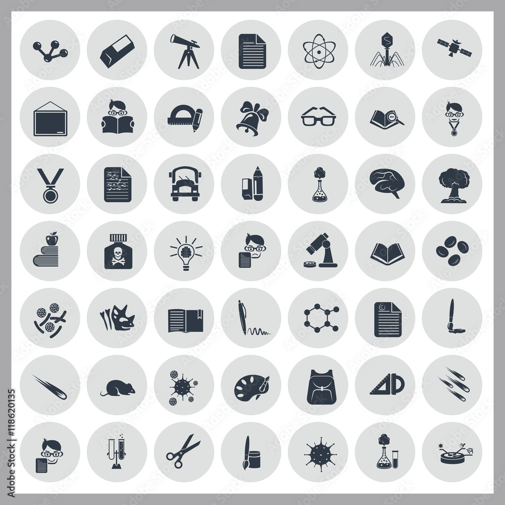 Set of forty nine education and science icons Set of forty nine education and science icons